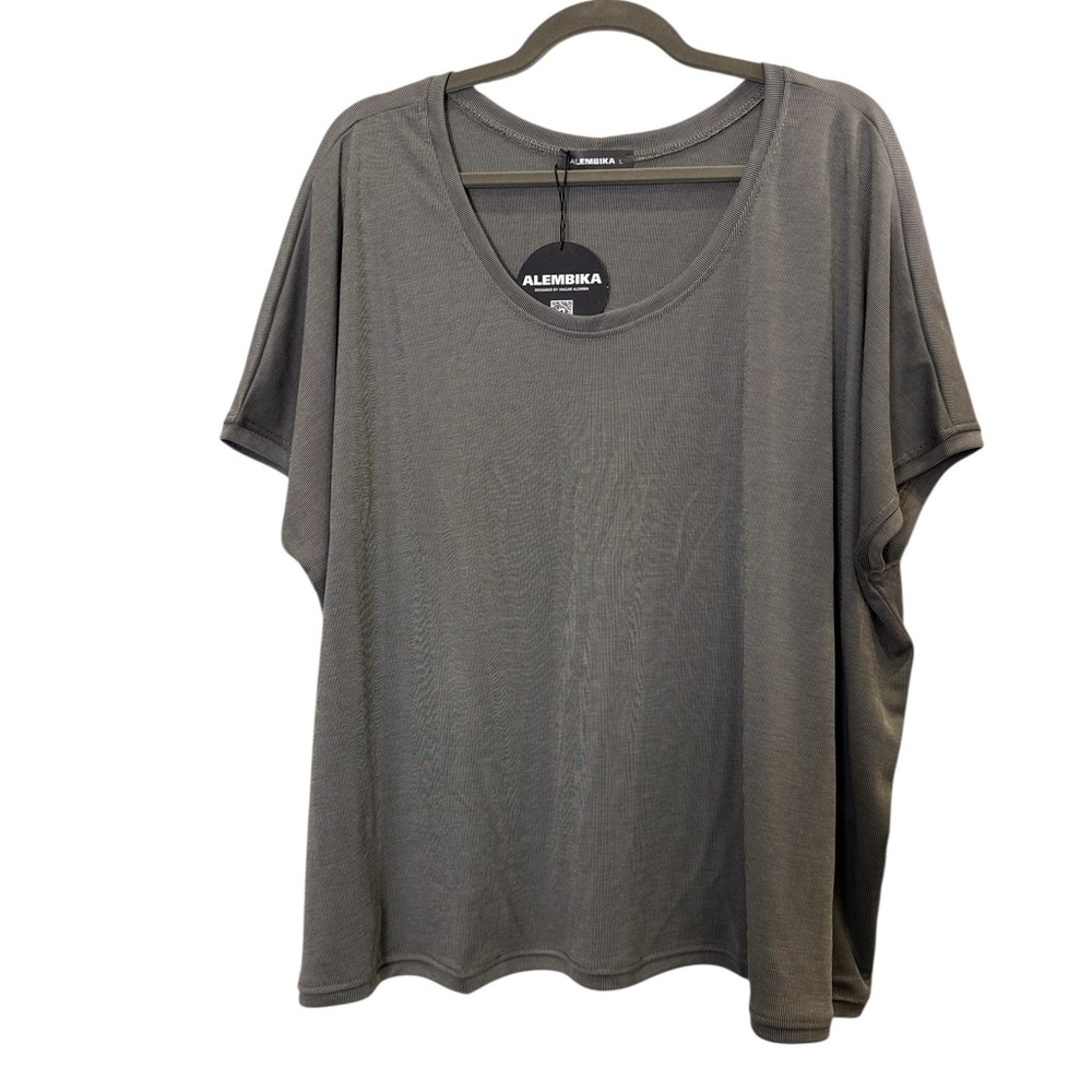 Alembika Essentials Women’s Minimalist Lagenlook Ribbed Boxy Top sz L